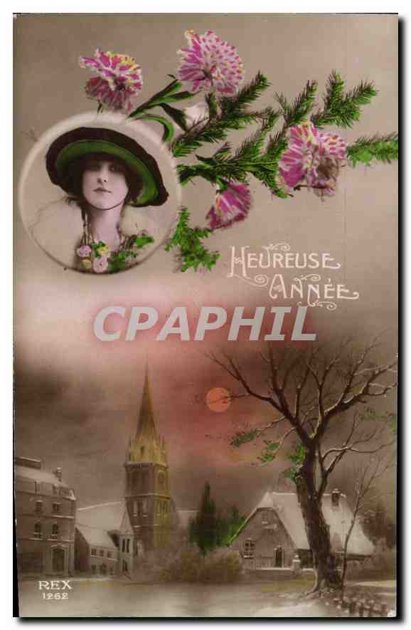 CPA Heureuse Annee Femme