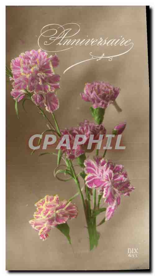 CPA Anniversaire Fleurs
