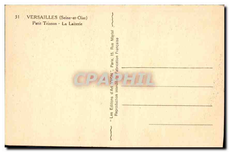 CPA Versailles Seine et Oise Petit Trianon La Laiterie  — Verso
