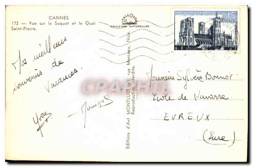 Cannes — Vue sur le Suquet et le Quai Saint-Pierre — Éditions d'Art Montluel, n°172 — Rückseite