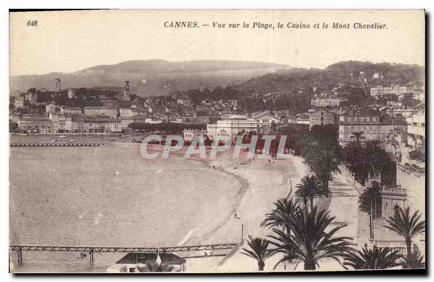 CANNES — Vue sur la Plage, le Casino et le Mont Chevalier — Éditeur Corréel, n° 648