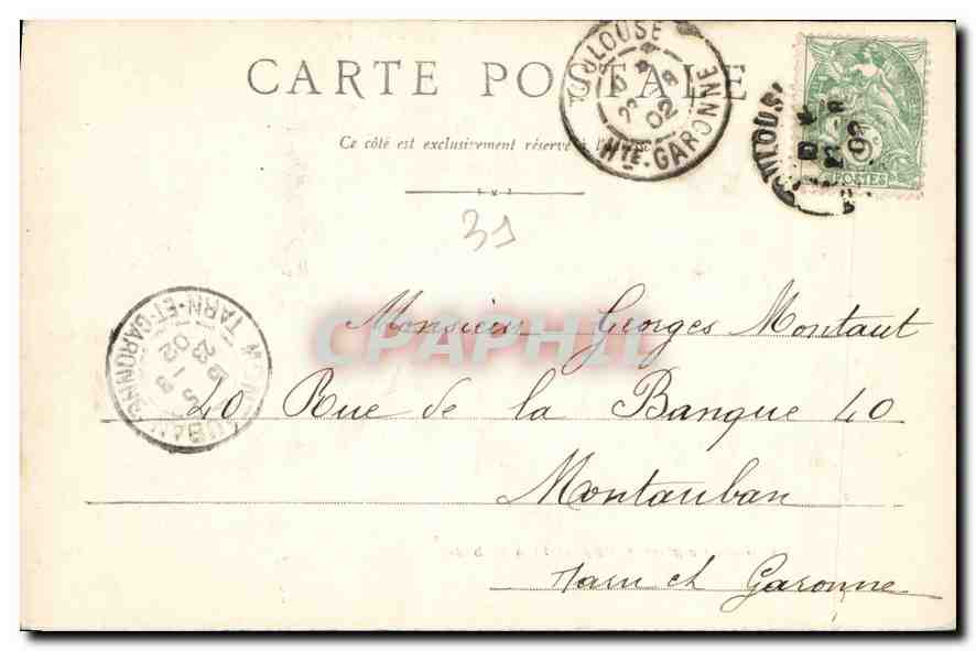 Toulouse, le — Vue Générale prise de l'Église de la Dalbade — éditeur non identifié — Verso