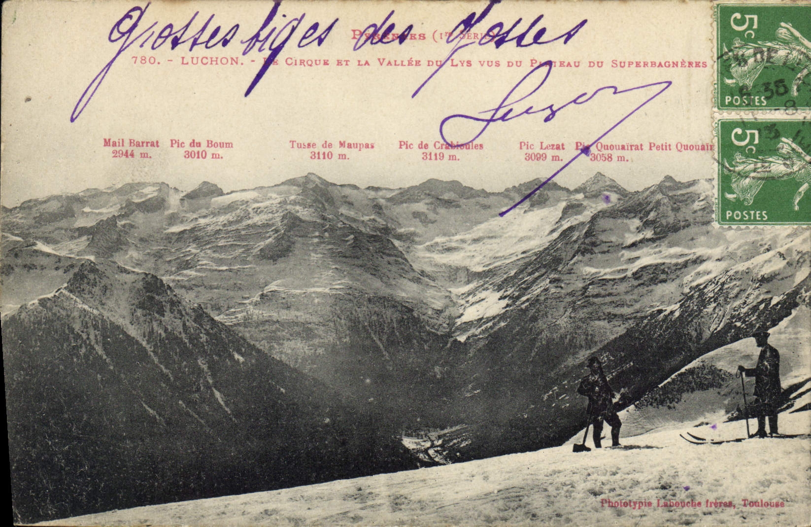 Luchon - Le Cirque et la Vallée du Lys vus du Plateau du Superbagnères — Phototypie Lanouche Frères, Toulouse (1ère série)