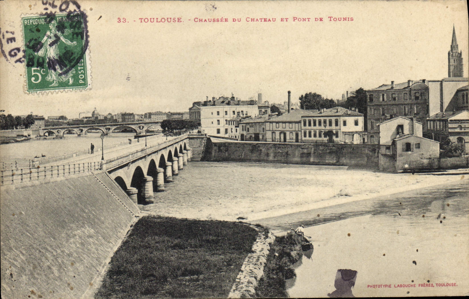 Toulouse - Chaussée du Château et Pont de Tounis — Phototypie Labouche Frères, Toulouse