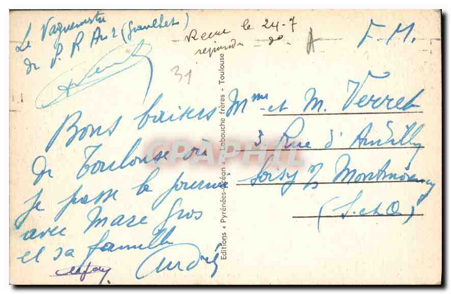 Toulouse - Allgemeiner Blick auf die Garonne — X.O. 326 — Rückseite