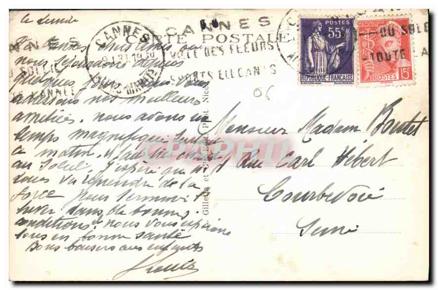 CANNES — Le Suquet — View taken from the Esplanade — publisher: CARNET POSTAL — Back