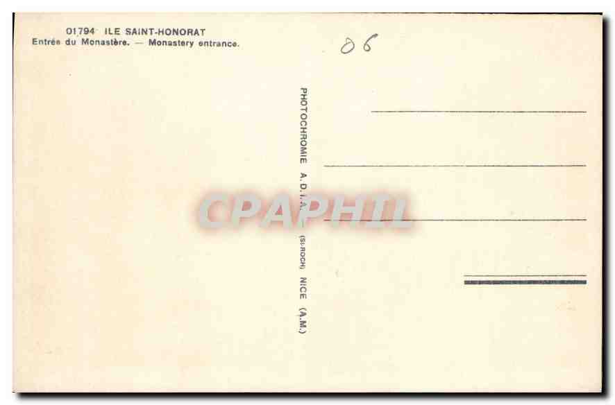 CPA Ile Saint Honorat Entree du Monastere  — Verso
