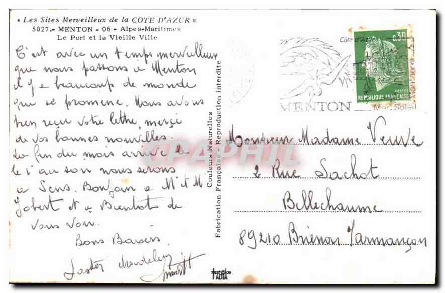 Menton — Le Port et la Vieille Ville — Fabrication Française — Rückseite
