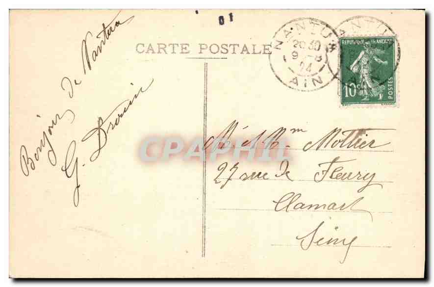 Nantua — Vue prise de Maria-Mâtre et les Monts d'Ain — Collection F.V. n°518 — Verso