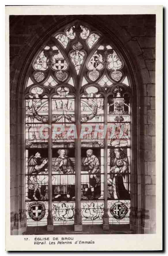 CPA Eglise de Brou Vitrail Les Peterins d'Emmaus 