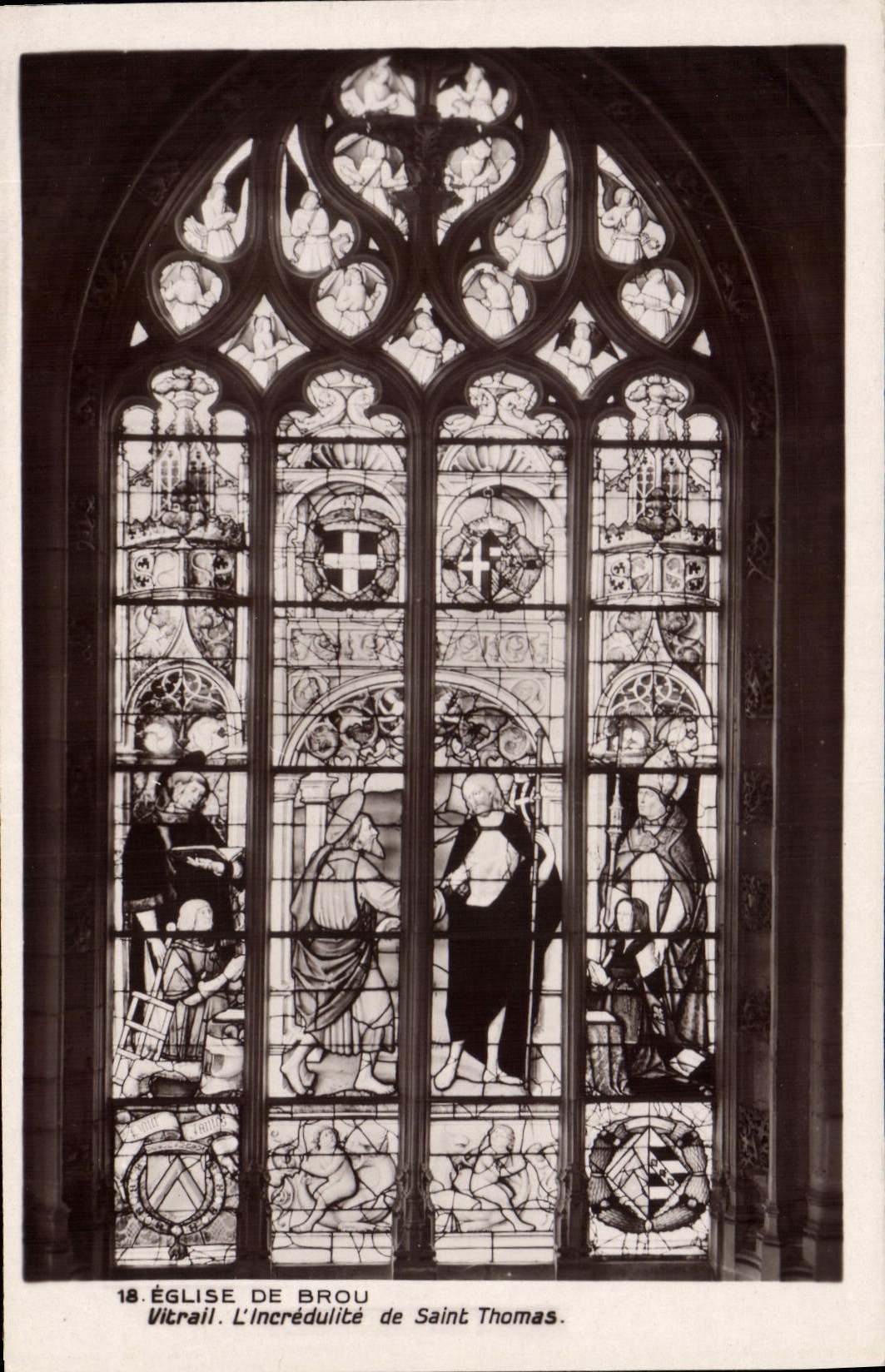 Église de Brou — Vitrail de Saint Thomas. L'Incrédulité — Éditeur Monuments Historiques de France, n°18