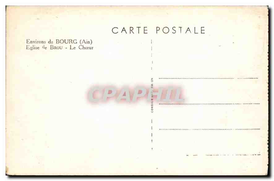 CPA Environs de Bourg Ain Eglise de Brou Le Choeur  — Verso