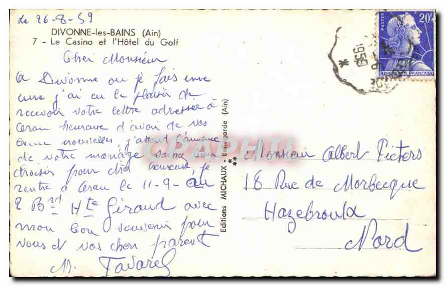 CPA Divonne les Bains Ain Le Casino et l'Hotel du Golf  — Rückseite