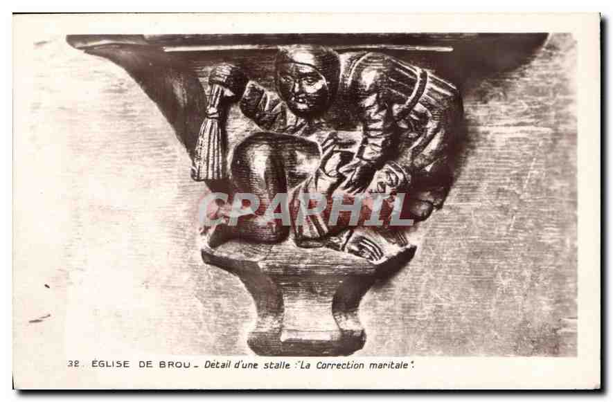 CPA Eglise de Brou Detail d'Une stalle La Correction maritale 