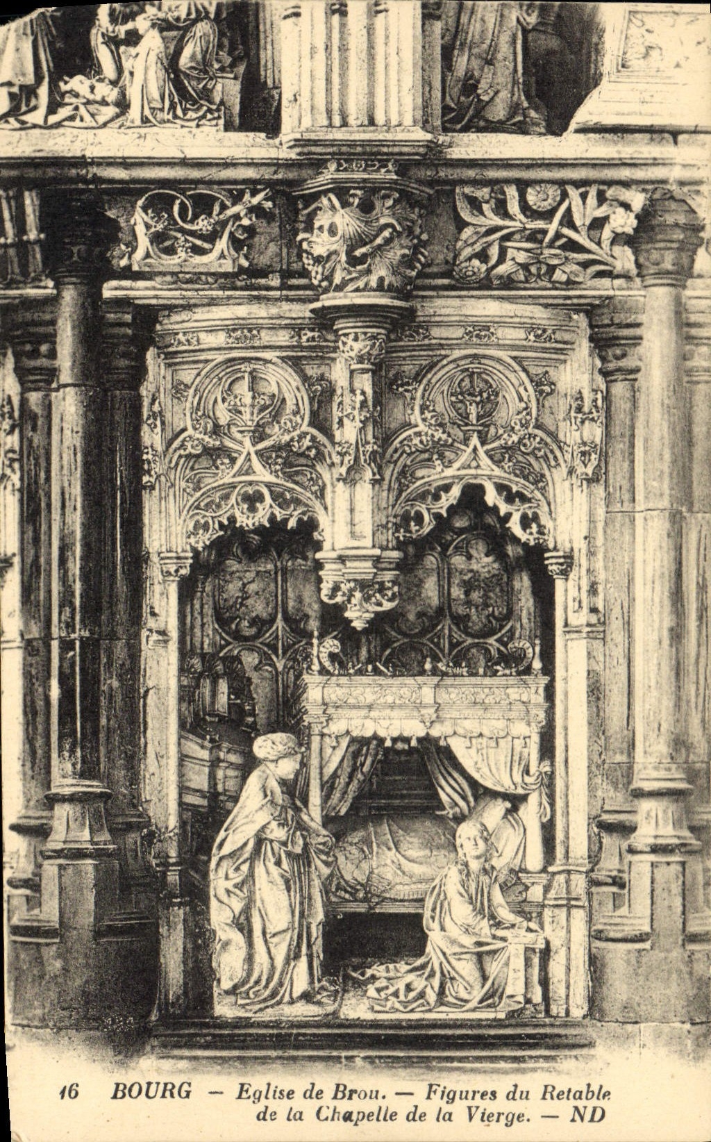 Bourg — Église de Brou — Figures du Retable de la Chapelle de la Vierge — ND