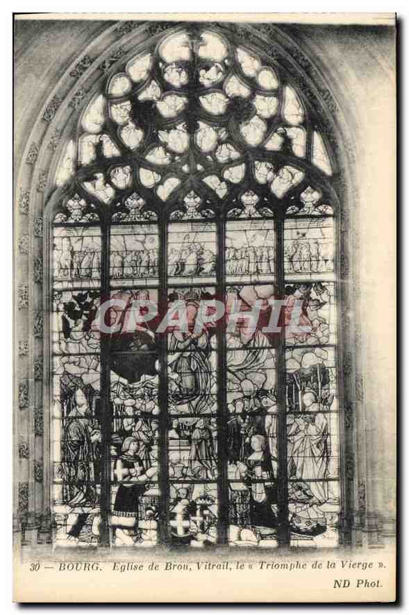Bourg — Église de Brou, Vitrail 'Triomphe de la Vierge' — ND Phot.