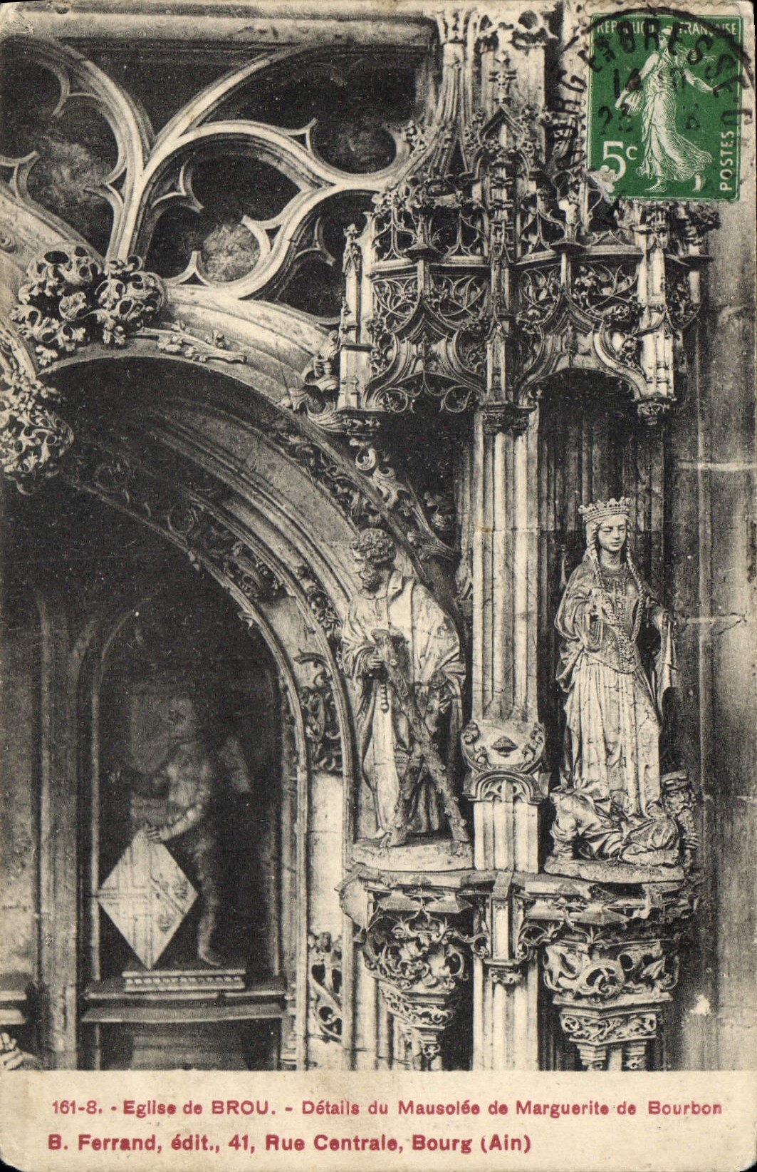 Église de Brou — Détails du Mausolée de Marguerite de Bourbon — B. Ferrand, édit., 41, Rue Centrale, Bourg (Ain)