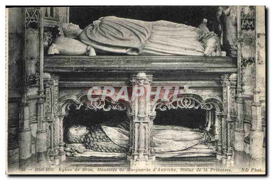 Bourg. Église de Brou — Mausolée de Marguerite d'Autriche, Statue de la Princesse — ND Phot.