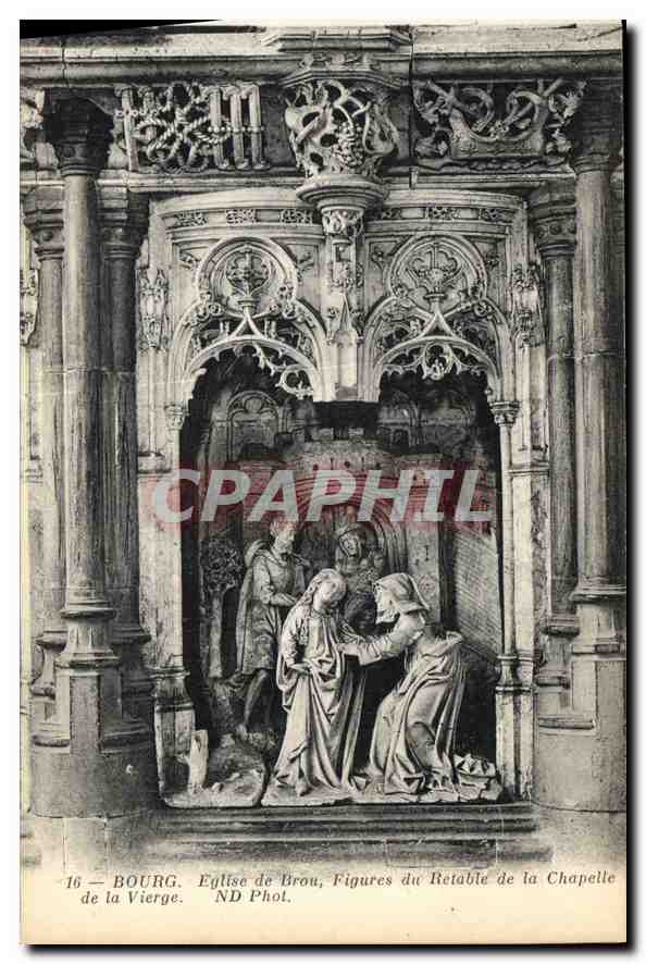 Bourg — Église de Bron, Figures du Retable de la Chapelle de la Vierge — ND Phol.