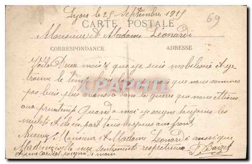 CPA Lyon Les Monettes Lyonnaises  — Verso
