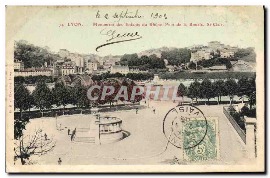 CPA Lyon Monument des Enfants du Rhone Pont de la Boucle St Clair 