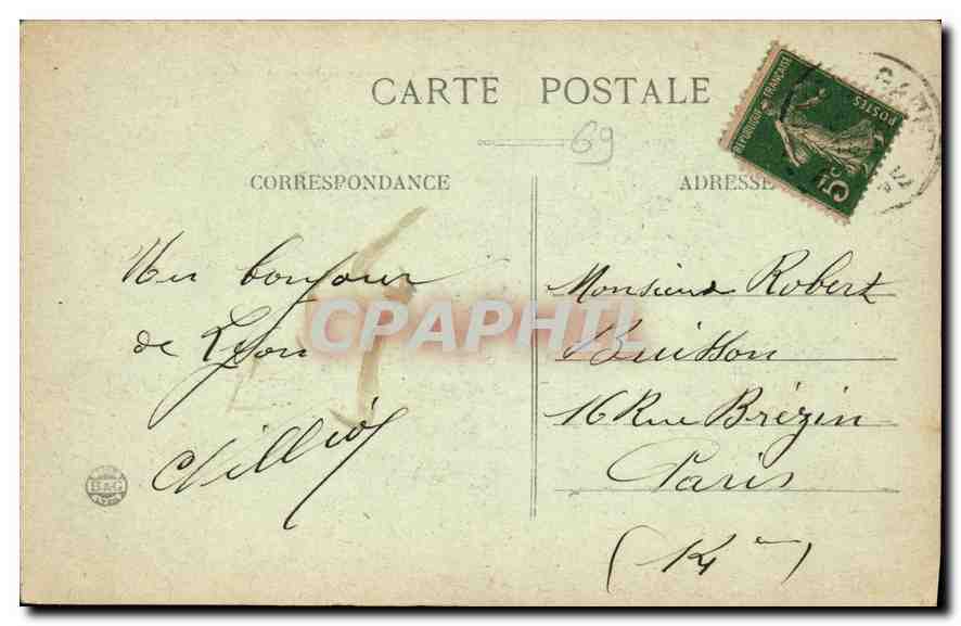 CPA Lyon Place Carnot et Statue de la Republique  — Verso
