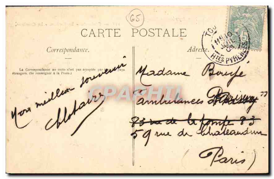 CPA Les Pyrenees Illuestrees Cauterets La Raillere Le Cabaliros  — Rückseite