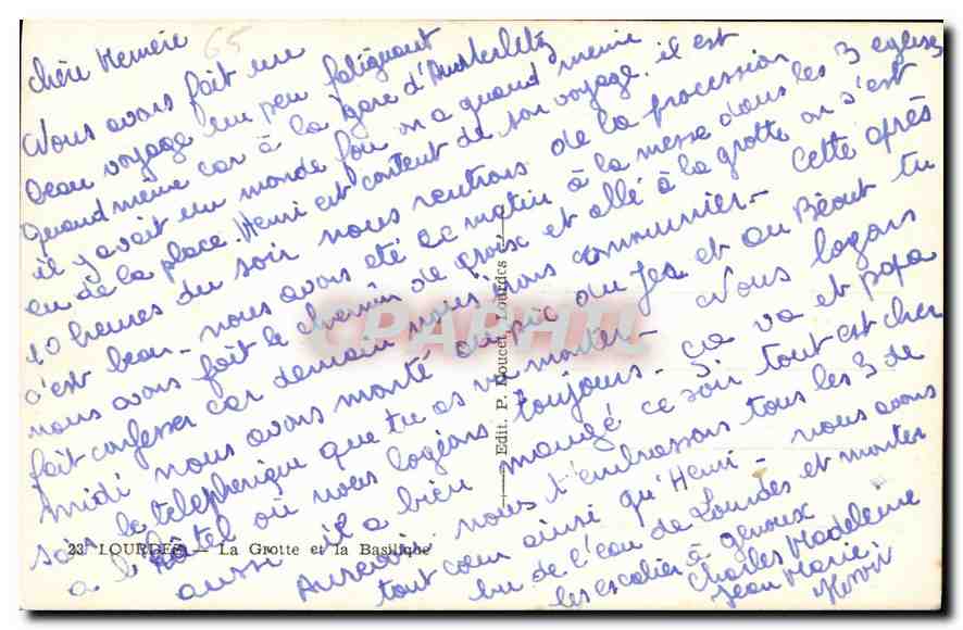 CPA Lourdes La Grotte et la Basilique  — Verso