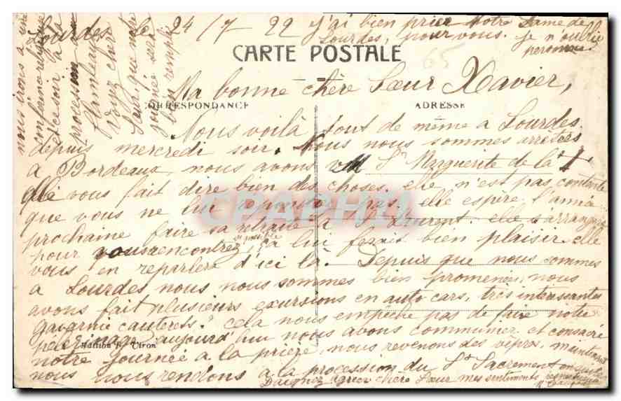 CPA Lourdes IX Station de Calvaire a Jesus tombe pour la trisieme fois  — Verso
