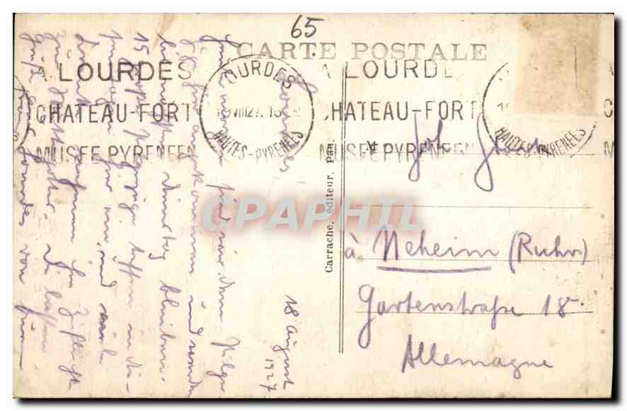CPA Lourdes La Basilique  — Verso