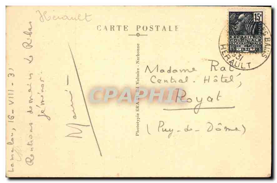 CPA Lamalou les Bains Parc de l'Usclade  — Rückseite