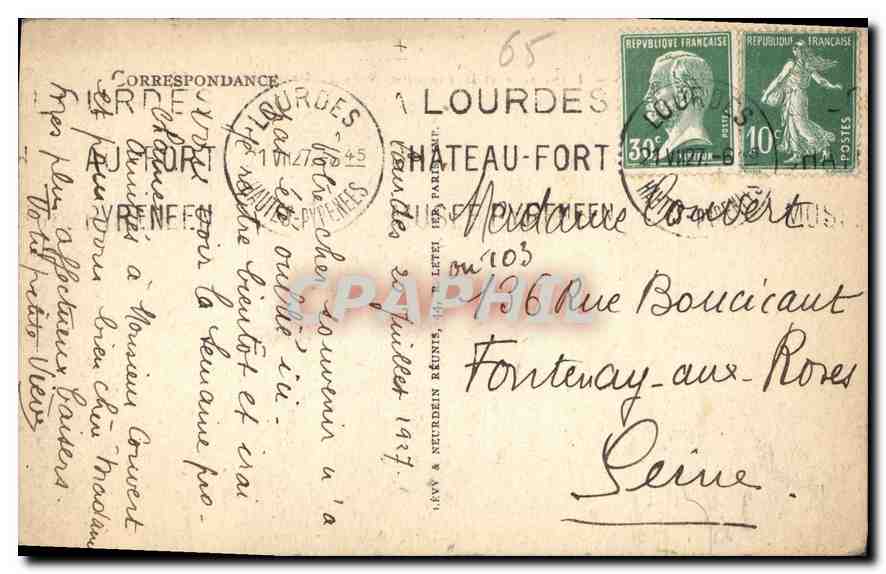 CPA Lourdes l'Esplande et la Basilique vues du Chateau Fort  — Rückseite