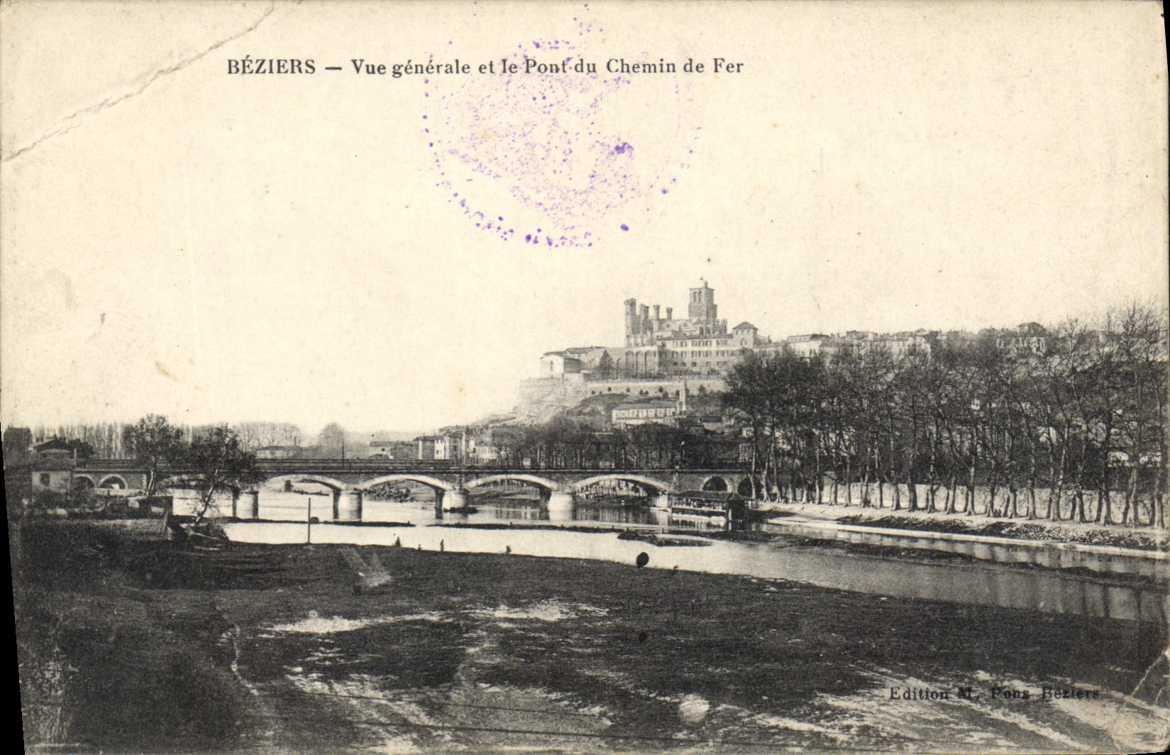 CPA Beziers vue generale et le Pont du Chemin de Fer 