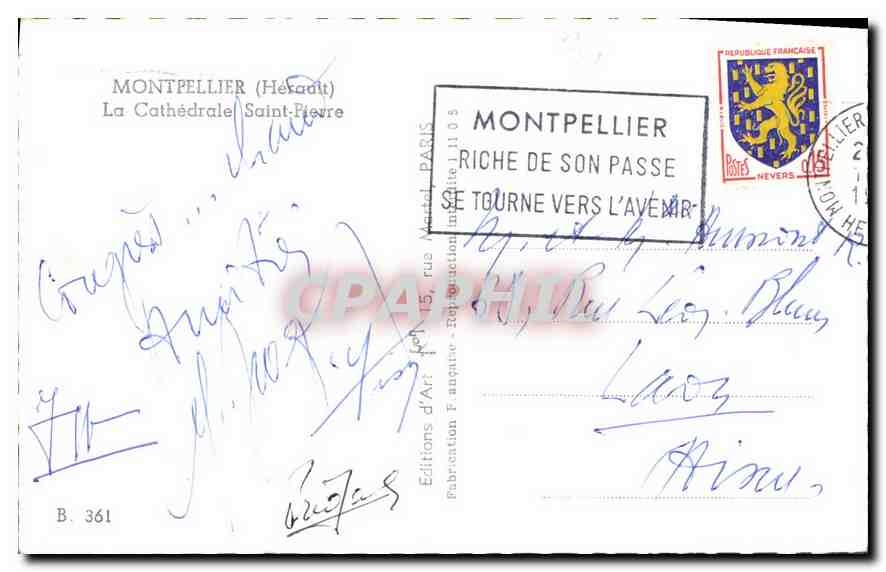 CPA Montpellier Herault la Cathedrale Saint Pierre  — Back