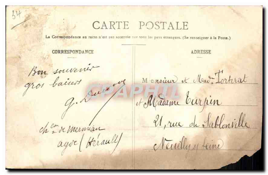 CPA Agde le cap et la Telegraphie sans fil Ane Mule — Rückseite