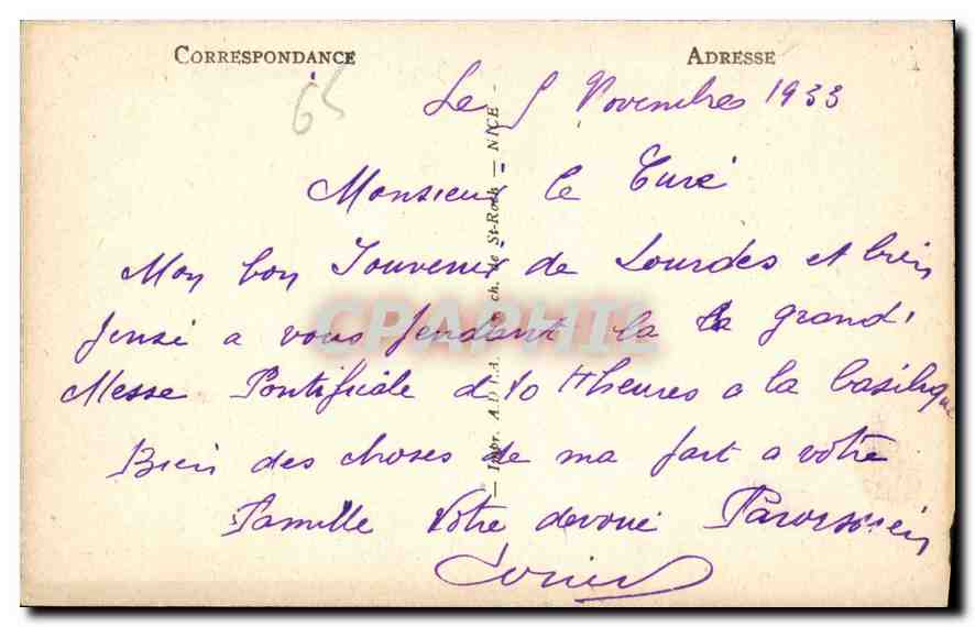 CPA Lourdes vue prise du Chateau Fort  — Verso