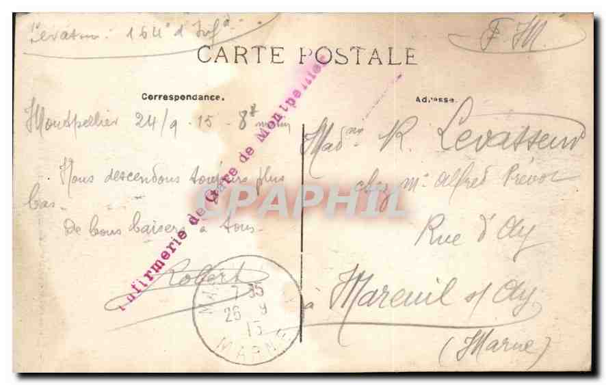Montpellier — La Préfecture — Edit. A. Villaret et Colin frères — Verso