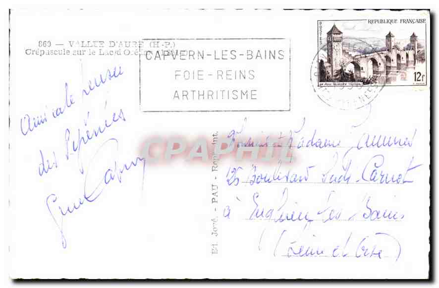 CPA Vallee d'Aure H P Crepascule sur le Lac  — Rückseite