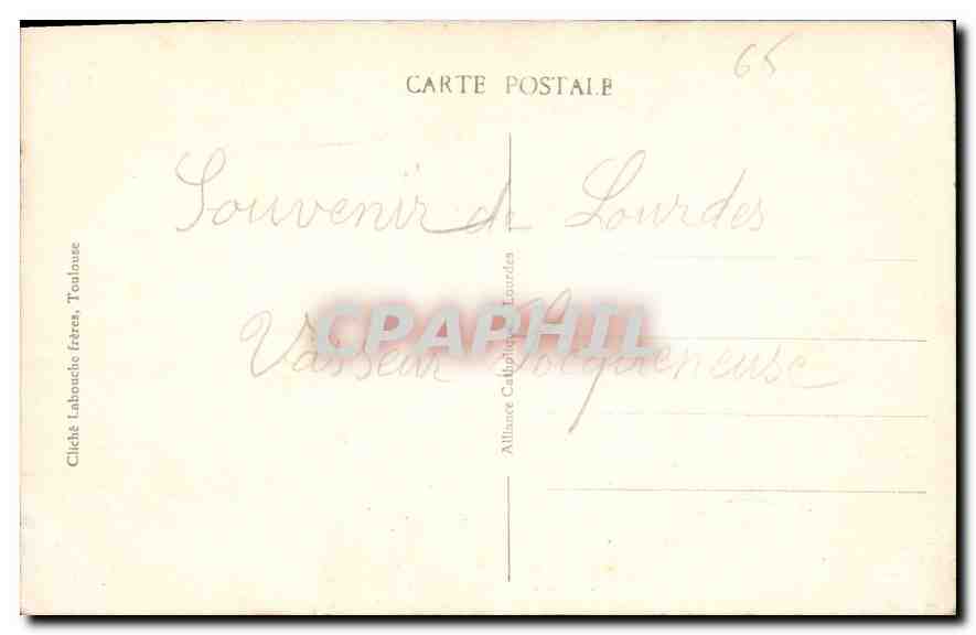 CPA Lourdes les Rampes et la Basilique  — Verso