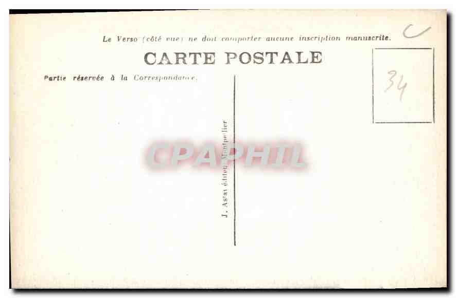 CPA Montpellier la Prefecture et l'Hotel des Postes  — Rückseite