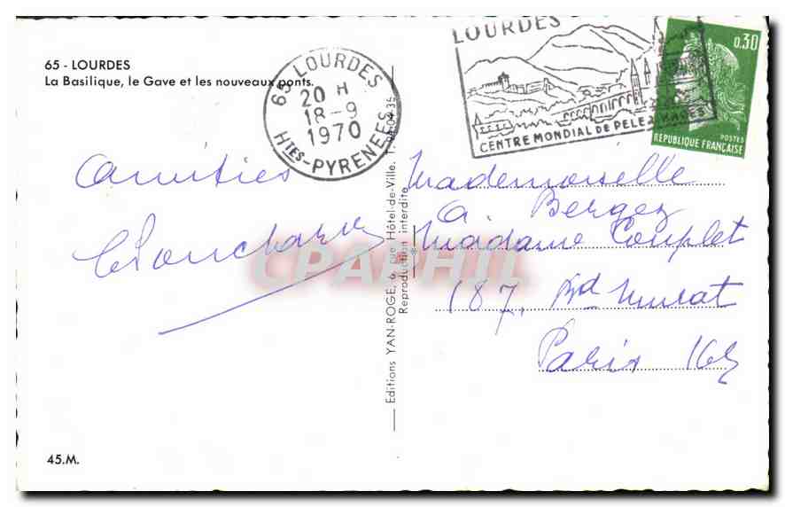 CPA Lourdes la Basilique le Gave et les Nouveaux Ponts  — Verso