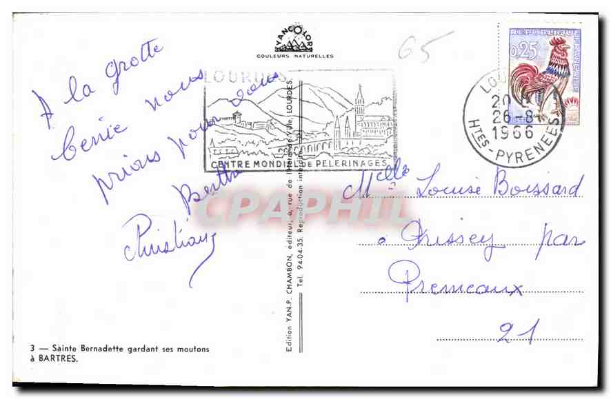 CPA Sainte Bernadette Gardant ses moutons a Bartres  — Verso
