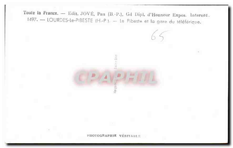 CPA Lourdes le Pibeste H P le Pibeste et la Gare du teleferique  — Verso