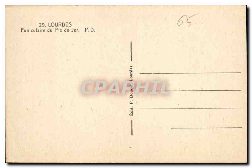 CPA Lourdes Funiculaire du Pic du Jer  — Verso