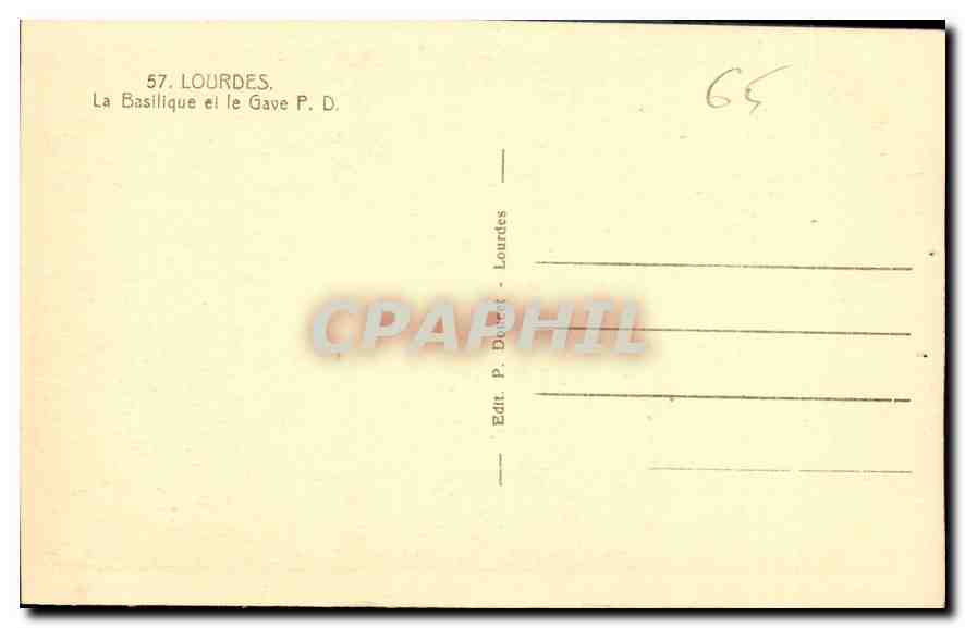 CPA Lourdes la Basilique et le Gave  — Verso