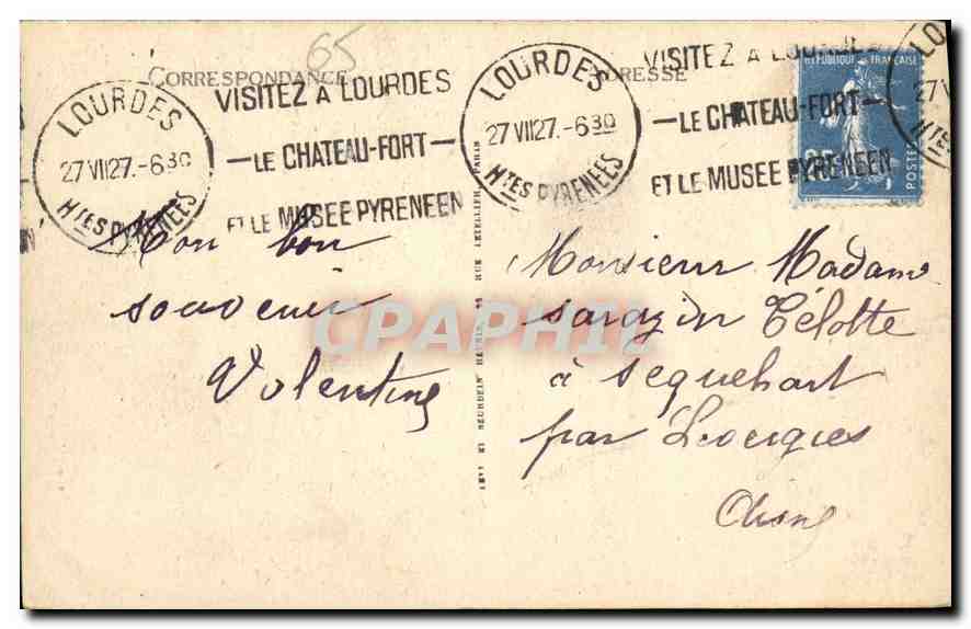 CPA Lourdes la Basilique  — Verso