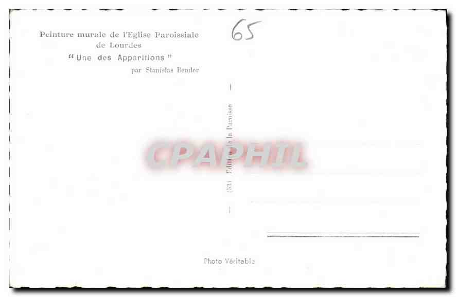 CPA Peinture murale de l'eglise Paroissiale de Lourdes une des Apparitions  — Rückseite