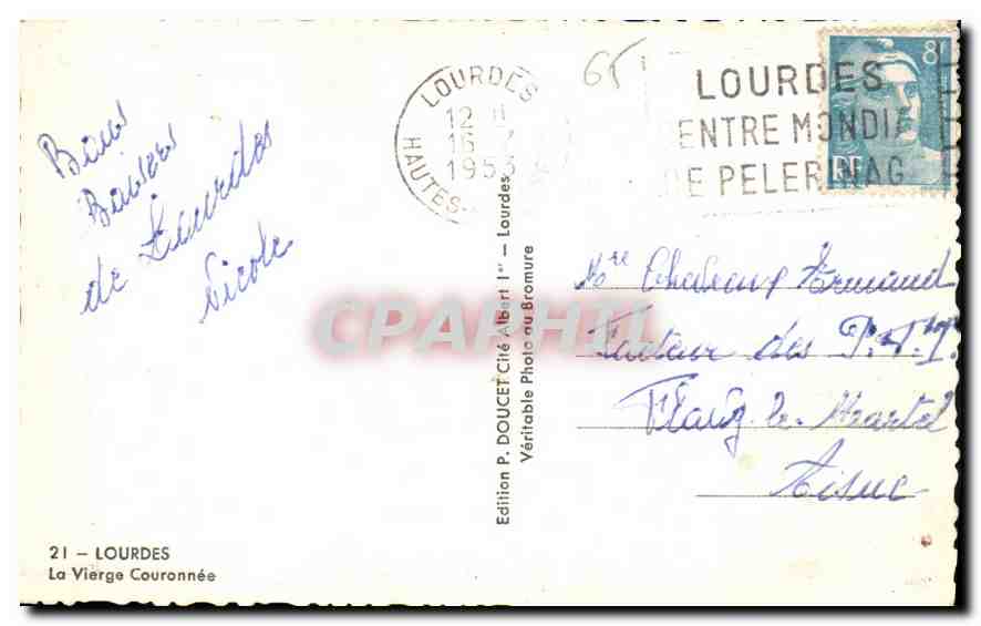 CPA Lourdes la Vierge Couronnee  — Rückseite