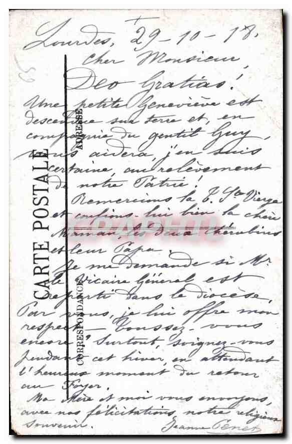 CPA Lourdes la Grotte  — Verso