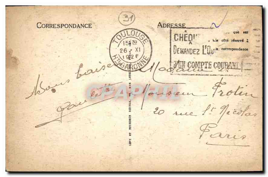 CPA Toulouse le Donjon du Capitole  — Rückseite